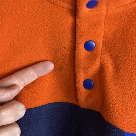 POLO RALPH LAUREN Mens Orange Blue Colorblock Fleece Jacket Size L T Snap Logo - Picture 6 of 13